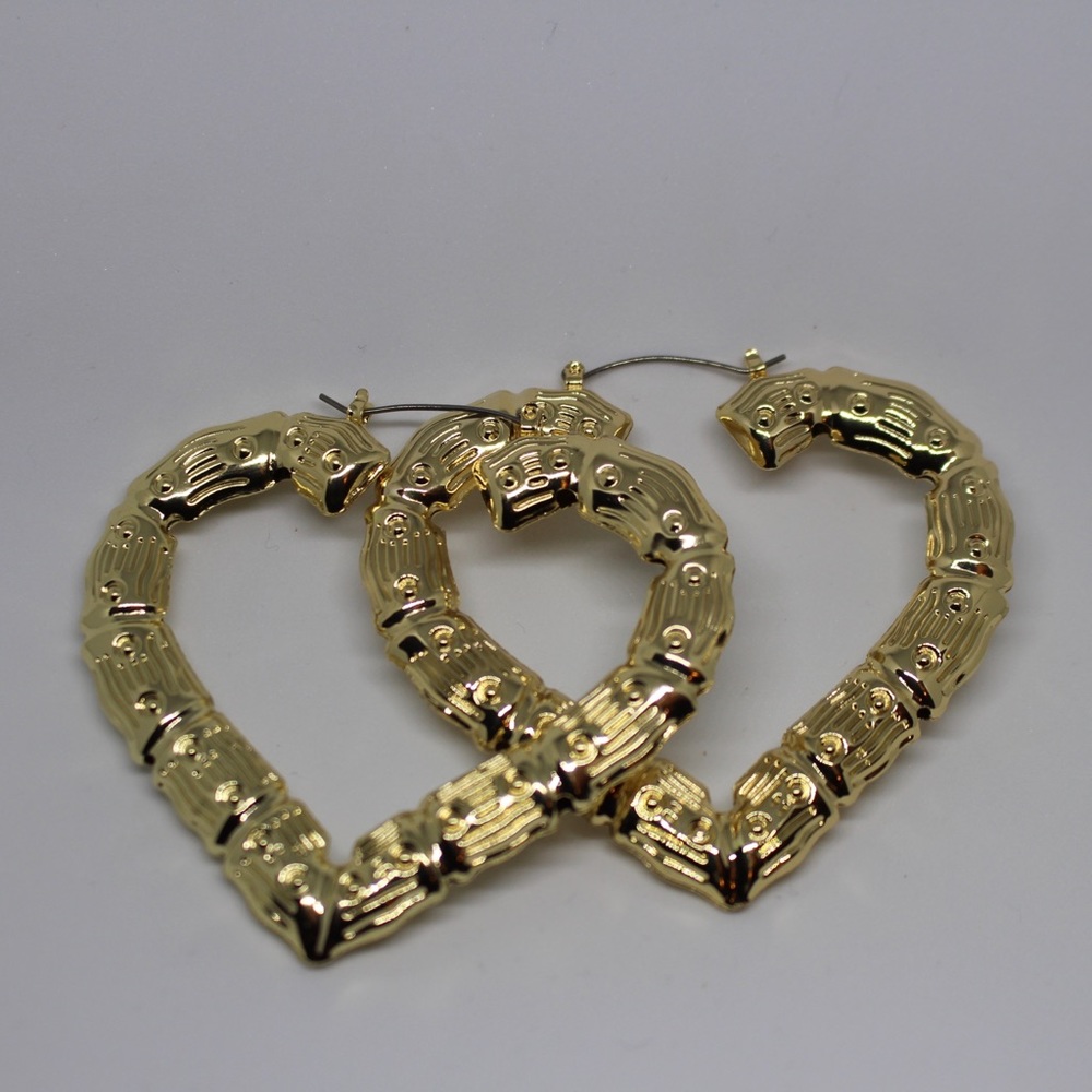 Heart bamboo earrings